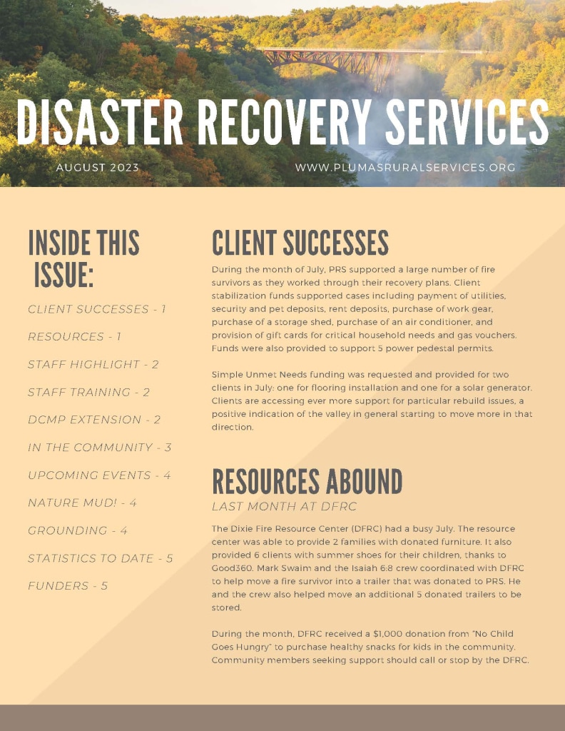 Disaster Recovery Newsletter, August, 2023
