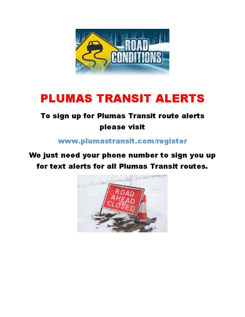 Receive SMS Text Messages From Plumas Transit About Route Changes