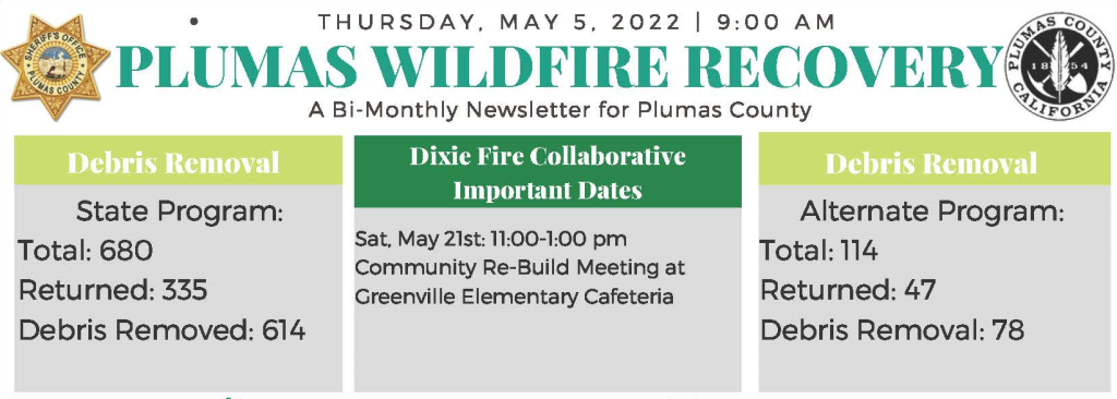 Plumas County wildfire recovery newsletter 5/5/2022